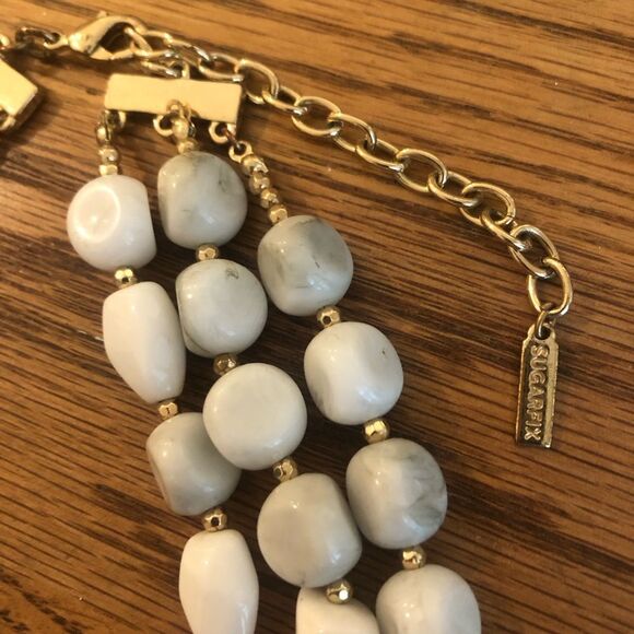 Sugarfix by BaubleBar | Faux Howlite Beaded Layer Necklace | 20” Adjustable - Picture 5 of 5